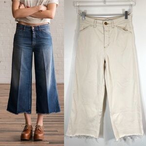 Closed Niki Cream Wide Leg High Rise Raw Hem Candiani Denim Sz 26